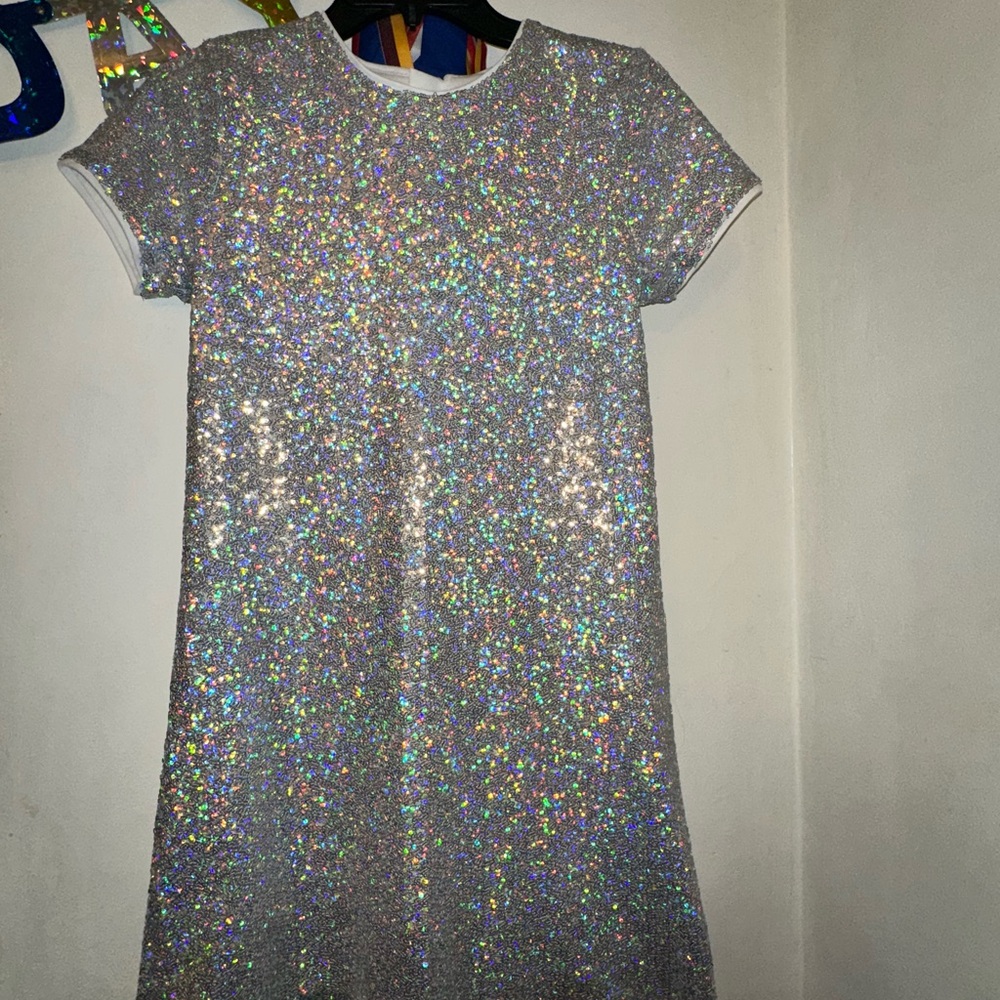 Calvin Klein Silver Glitter BIG GIRL Kids Formal Dress